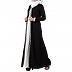 Embroidered Double layered Abaya- Black-White Embroidered Double layered Abaya- Black-White